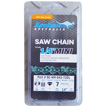 ARCHER PROFESSIONAL SEMI CHISEL CHAINSAW CHAIN 14" 1/4 .050 72DL ARCHER PROFESSIONAL SEMI CHISEL CHAINSAW CHAIN 14" 1/4 .050 72DL